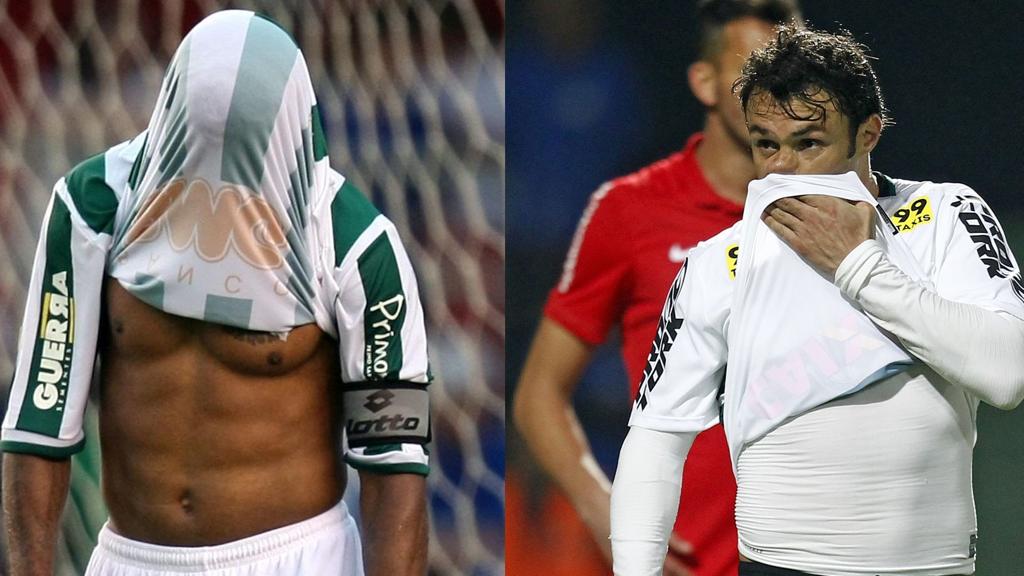 Marcelinho Paraíba, em 2009, ano do rebaixamento do Coritiba, e Kléber, o medalhão coxa-branca de 2015: campanhas parecidas. | Albari Rosa/Gazeta do Povo
