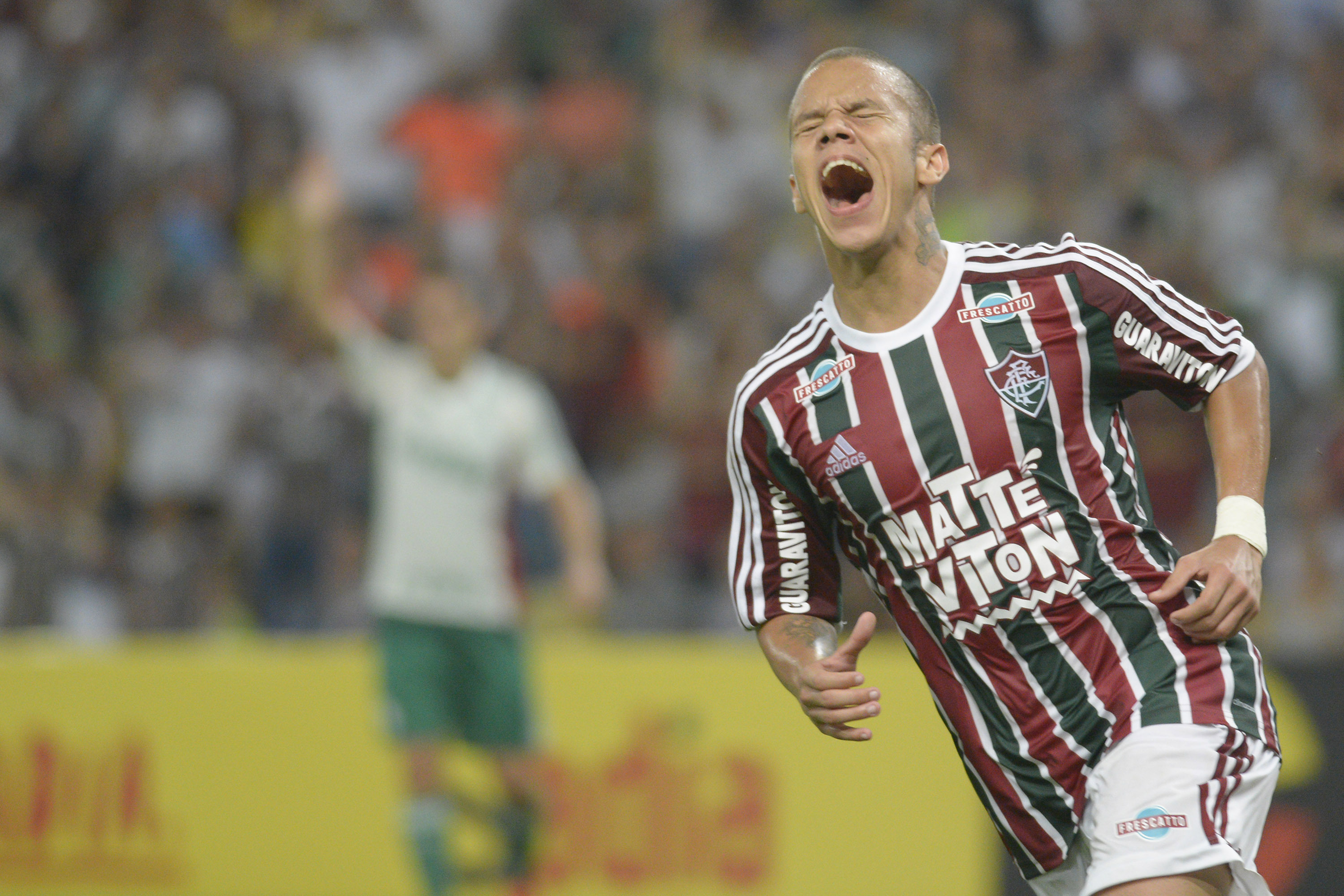 Marcos Júnior comemora gol na vitória do Fluminense sobre o Palmeiras, no Rio. | Andre Fabiano/Folhapress