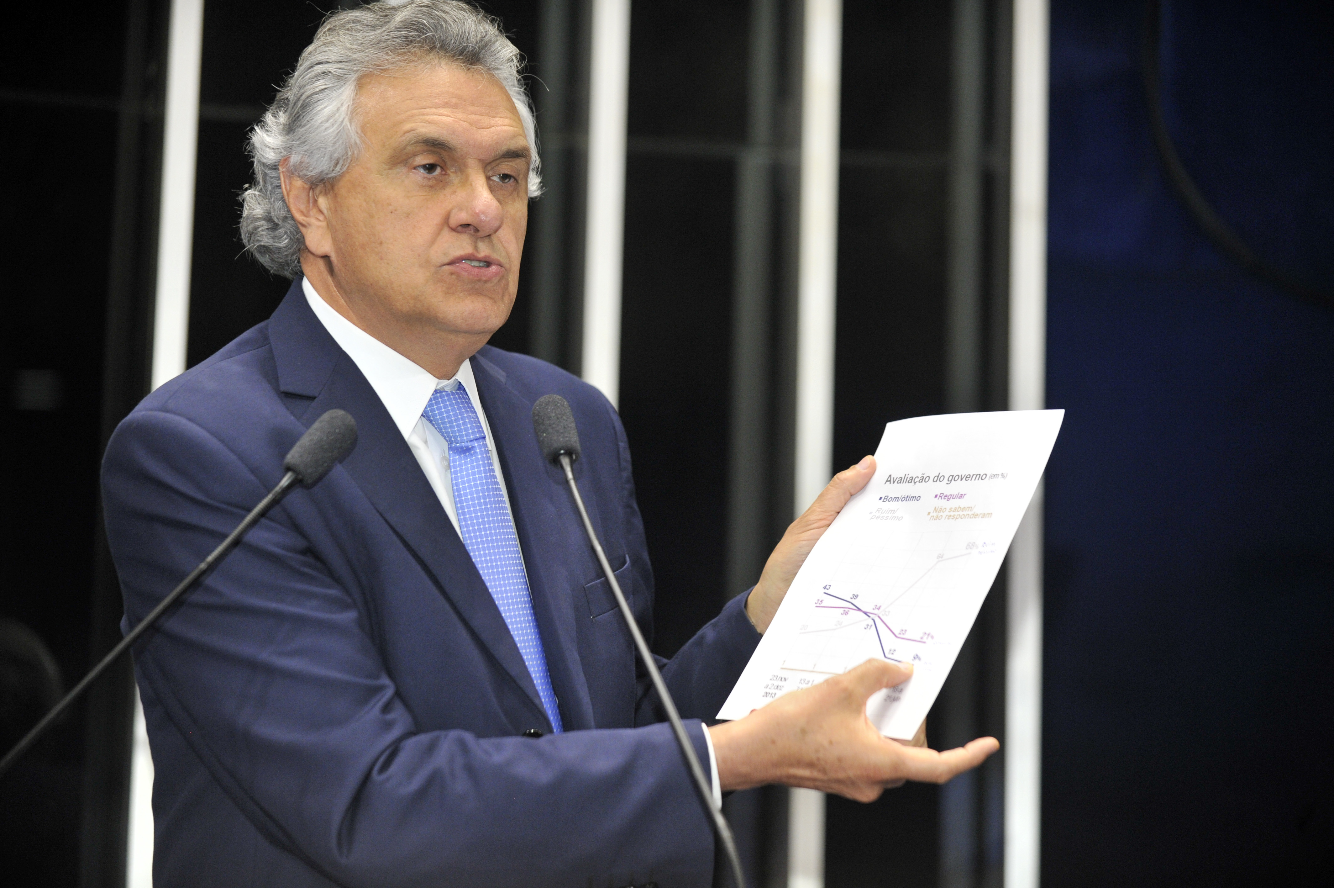 Em dia quente, senador Ronaldo Caiado bateu boca asperamente com o colega Eduardo Braga. | Waldemir Barreto
/Agência Senado