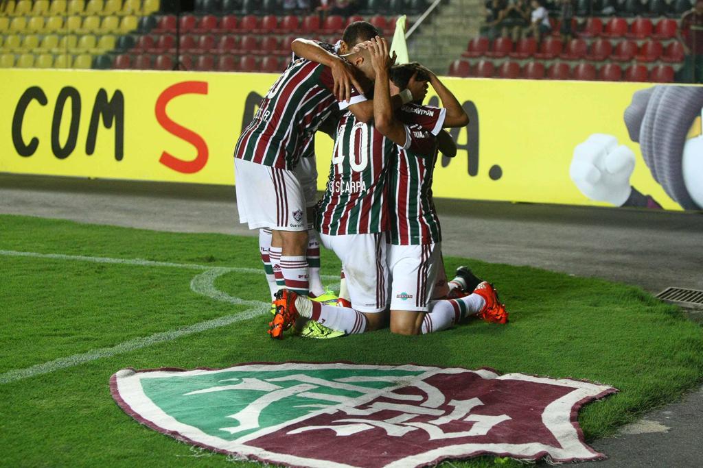 Jogadores comemoram gol de Fred na vitória do Fluminense contra o Avaí | /