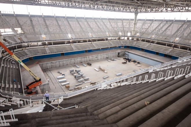 96% CONCLUÍDO - Estádio Aquático vai receber provas de natação e jogos de pólo aquático. | Renato Sette/Prefeitura do Rio