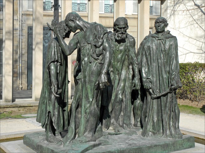 “Les Bourgeois de Calais”, também no jardim do Museu Rodin. | Jean-Pierre Dalbéra/Wikimedia Commons