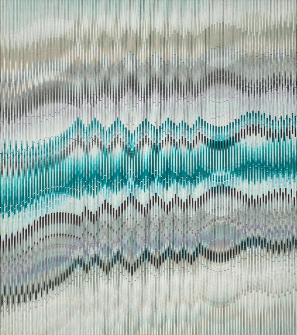 Acrílica sobre madeira de Abraham Palatnik, uma das obras da mostra.