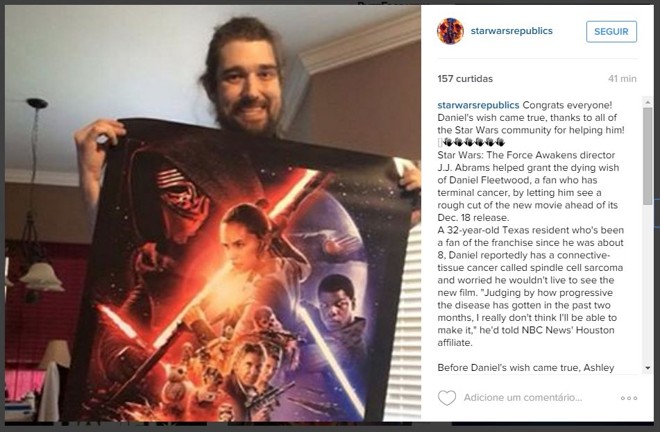 Nas redes sociais, Fleetwood compartilha imagens com diferentes objetos da saga. |