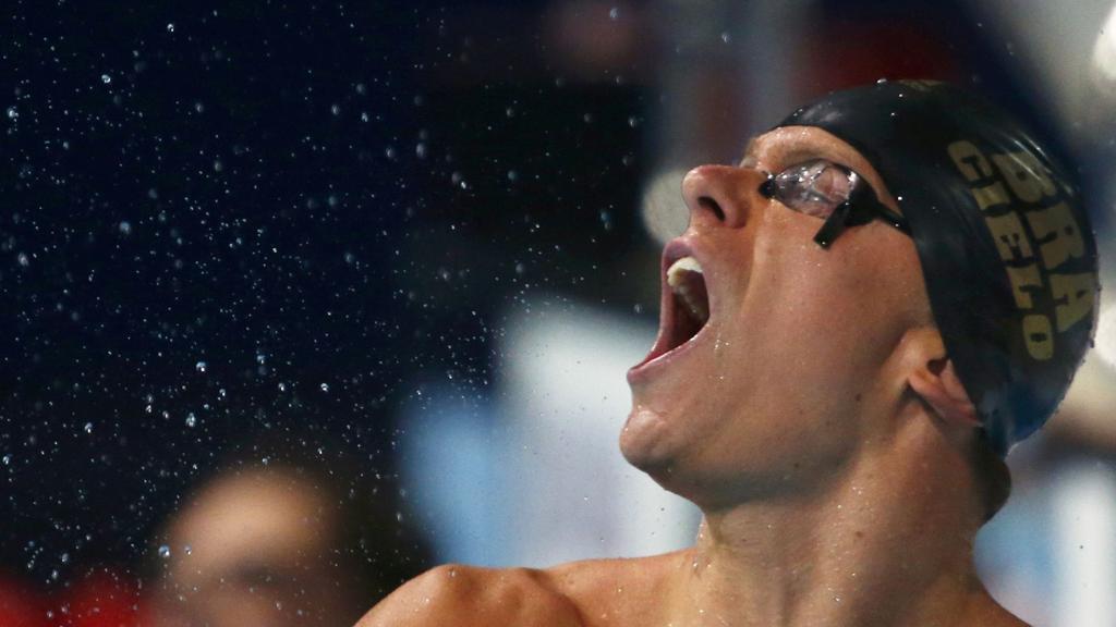 Cesar Cielo terminou a prova dos 100 m livre em 11º lugar e deixou a competição brasileira em Palhoça-SC. | Michael Dalder/Reuters
