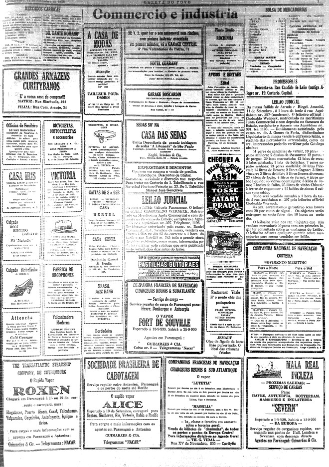 Página de classificados na década de 1930 - pequenos anúncios foram trunfo comercial da Gazeta do Povo na maior parte de seus 96 anos. | arquivo/Gazeta do Povo