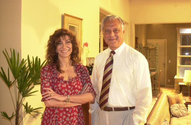 Com Fagundes, nas gravações da série “Brava Gente”, em 2001. | DIVULGACAO/DIVULGACAO