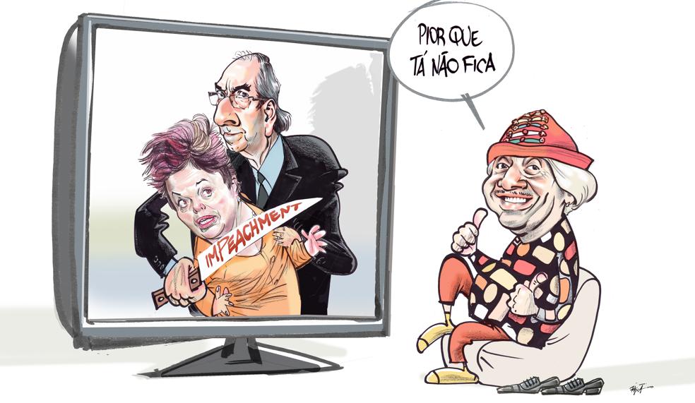 Charge usa slogan de campanha de Tiririca para ironizar a situação de Dilma e Cunha. | Paixão/Gazeta do Povo