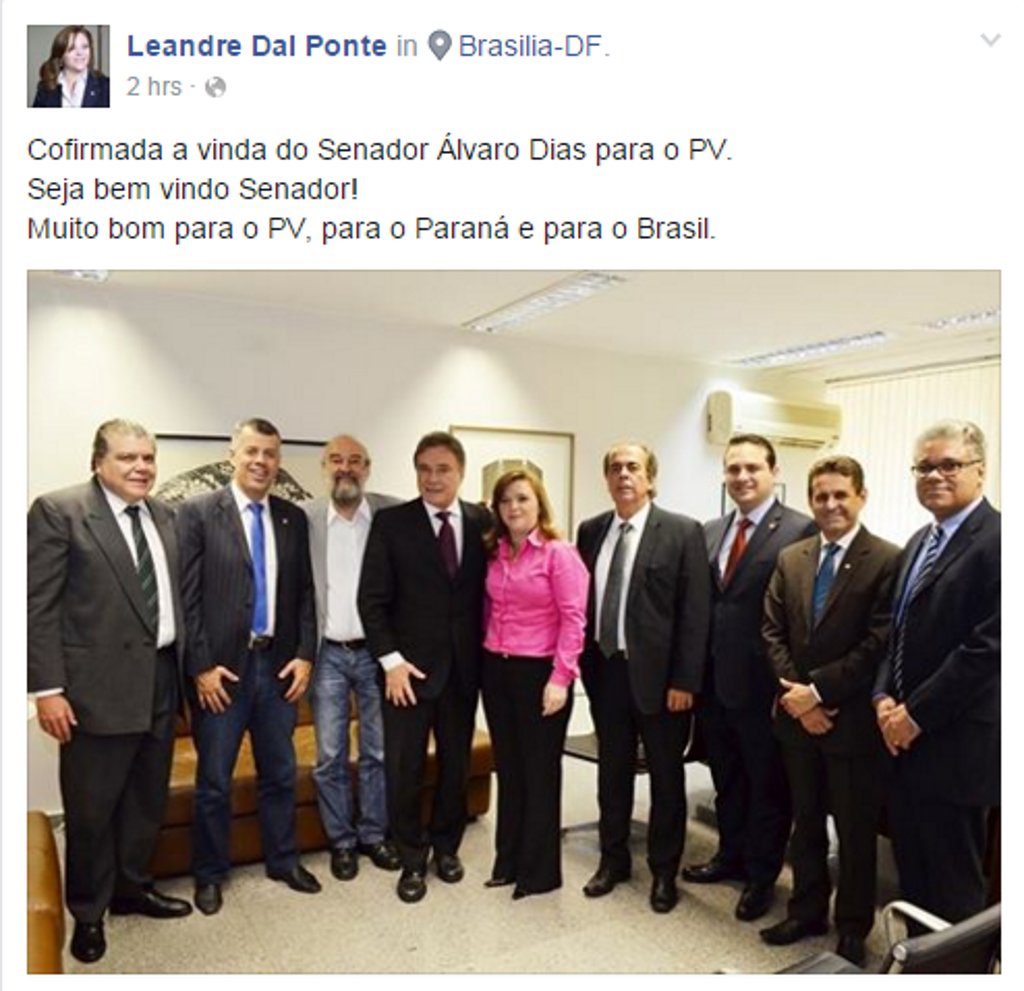 Informação foi dada pela deputada federal Leandre dal Ponte | Reprodução/Facebook