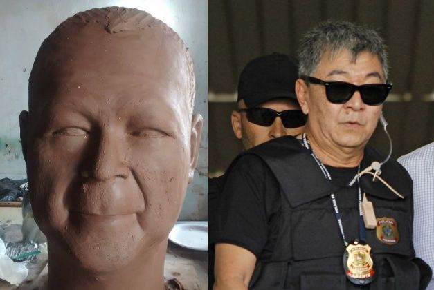 Newton Ishii virou boneco de Olinda e estará nas ruas da cidade durante o carnaval. | Divulgação e Gazeta do Povo