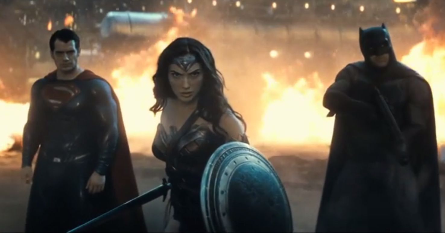 Superman, Mulher Maravilha e Batman no filme que estreia em 2016 | Reprodução/YouTube