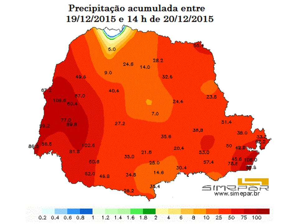 Estações do Simepar registraram muita chuva no final de semana. | Simepar/Divulgação