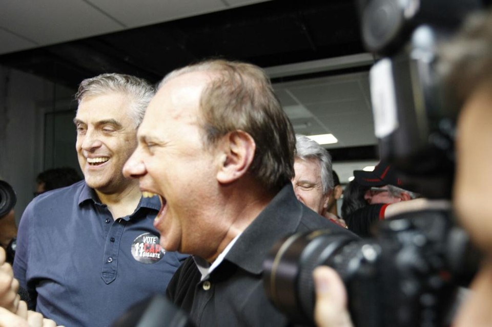 Mario Celso Petraglia e Luiz Sallim Emed, candidatos vencedores da eleição do Atlético. | Jonathan Campos/Gazeta do Povo