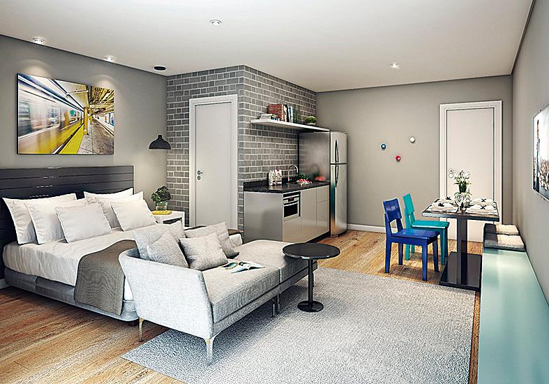 Apartamentos no Smart Santa Cecília, em São Paulo, têm de 31 m² a 47 m²: compartilhamento. |