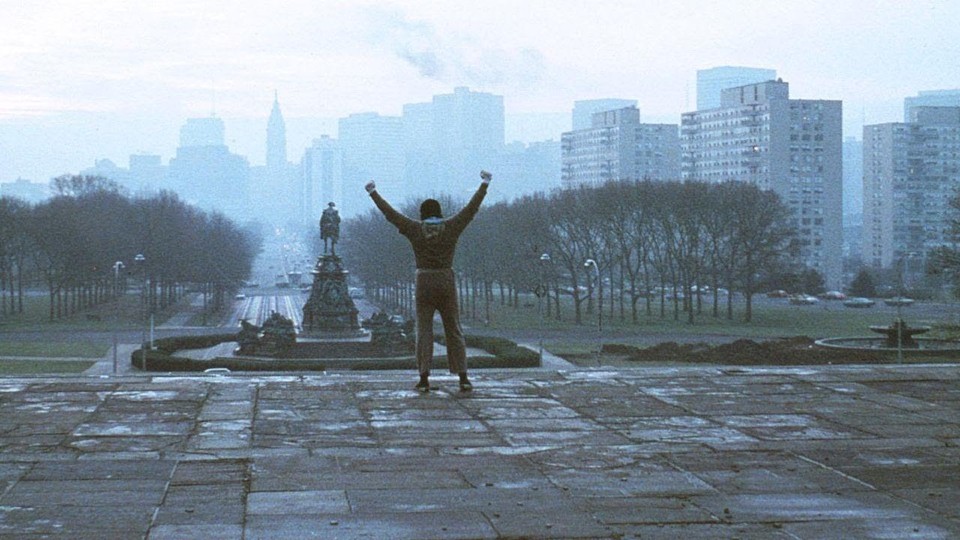 Sylvester Stallone na indefectível cena de “Rocky - Um Lutador” (1976), vencedor do Oscar de filme, diretor e edição. | Divulgação