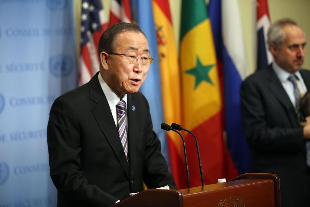Ban Ki-moon pediu para que a Coreia do Norte cesse testes nucleares durante reunião de emergência da ONU | SPENCER PLATT/AFP