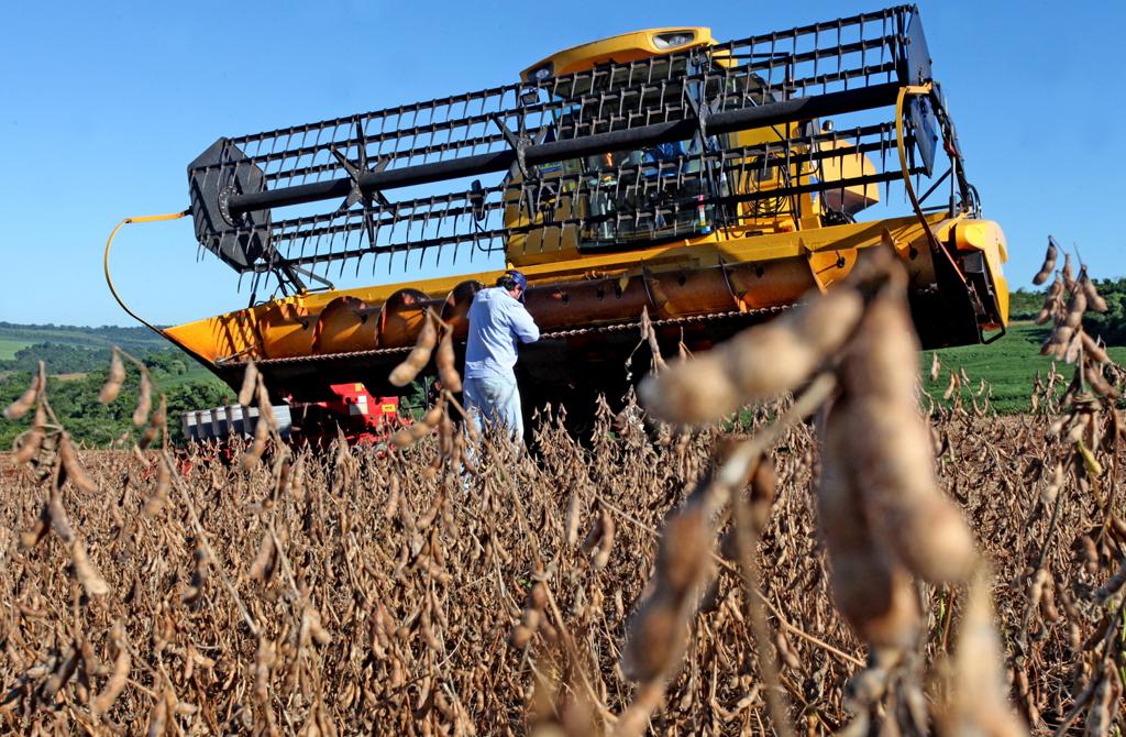 Produtor ajusta a colheitadeira para reduzir o desperdício. | Fotos: Dirceu Portugal/Gazeta do Povo