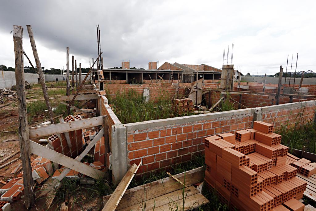 Obra da Escola Jardim Paulista, interrompida em Campina Grande do Sul. | Albari Rosa/Gazeta do Povo