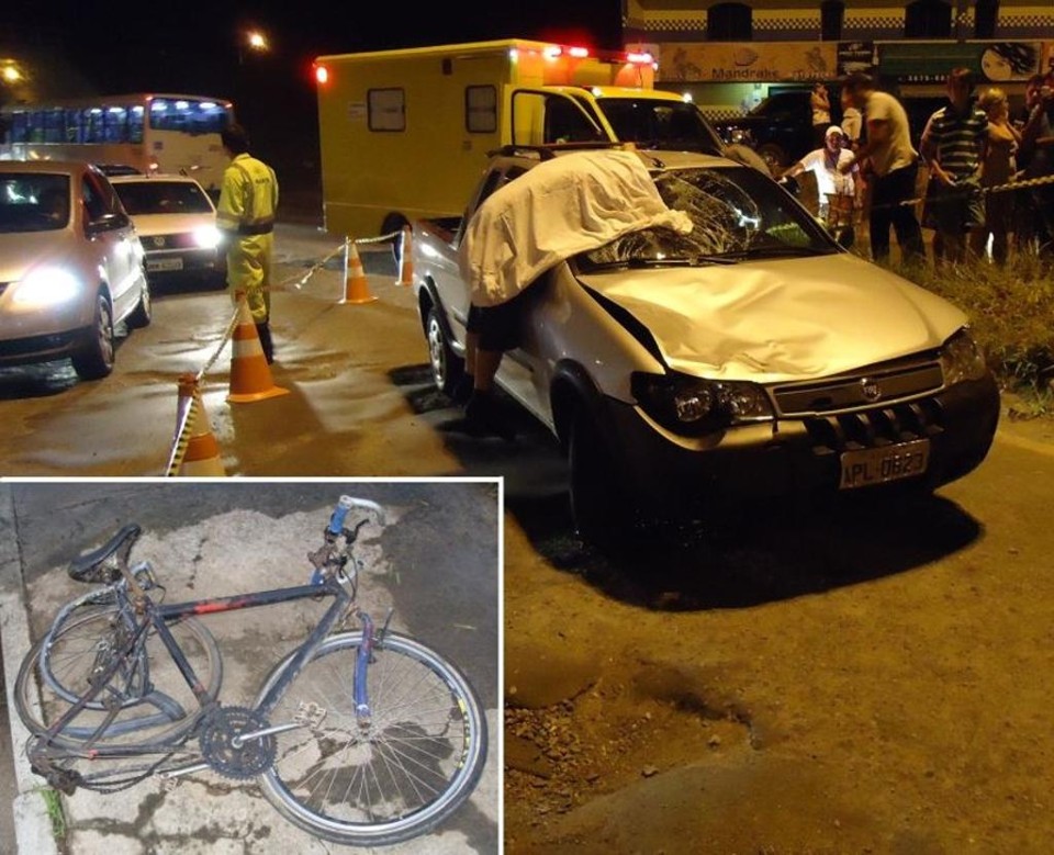 Bicicleta foi encontrada próxima ao Clube Santa Mônica; ciclista ficou preso ao para-brisa do carro | Divulgação/Polícia Rodoviária Federal