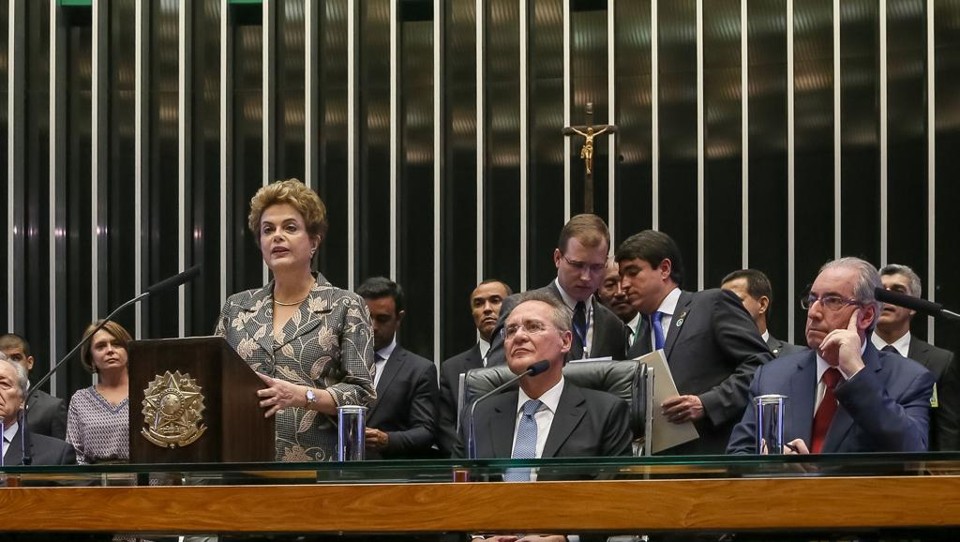Presidente Dilma Rousseff ao lado de Renan Calheiros e Eduardo Cunha. | Lucio Bernardo Jr./Câmara dos Deputados