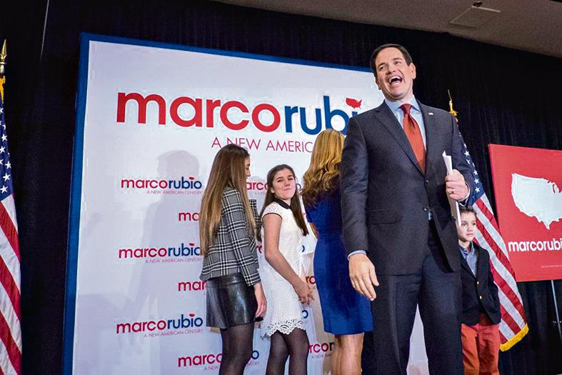 Senador pela Flórida Marco Rubio subiu nas pesquisas e ficou a um ponto porcentual de Donald Trump, o segundo colocado | Pete Marovich/AFP