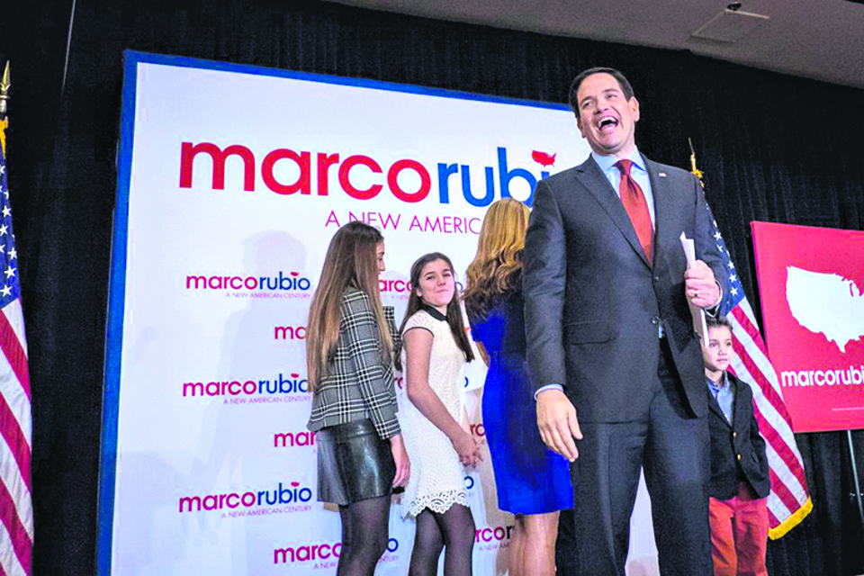 Senador pela Flórida Marco Rubio subiu nas pesquisas e ficou a um ponto porcentual de Donald Trump, o segundo colocado | Pete Marovich/AFP