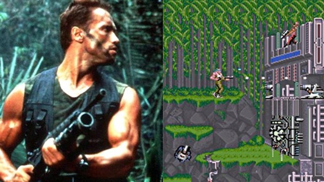 Arnold Schwarzenegger e o game Contra: batalha na Selva | Reprodução/