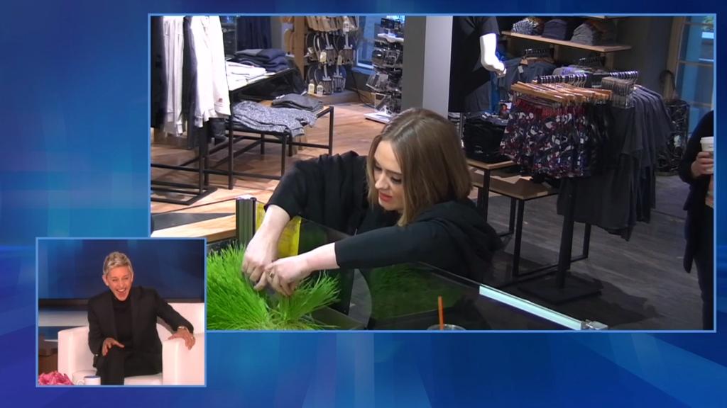 Com um ponto eletrônico, apresentadora fez Adele agir como uma famosa totalmente excêntrica. | /Reprodução