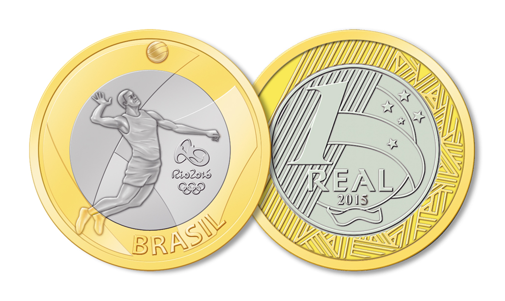 Modelo em circulação de moeda em homenagem à Rio-2016, | Banco Central/