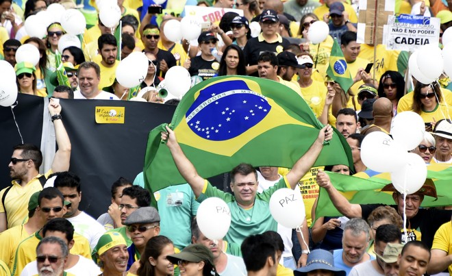 A capital federal é uma das primeiras grandes cidades a ter protestos neste domingo. | EVARISTO SA/AFP