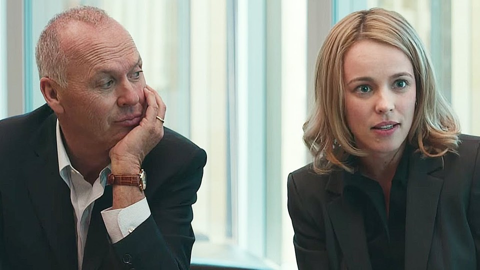 Michael Keaton e Rachel McAdams em cena de “Spotlight”. | Divulgação