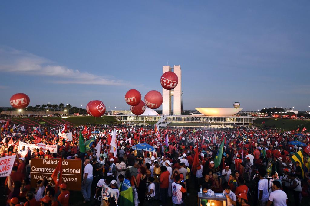PM estimou em 50 mil pessoas manifestação em Brasília. | Evaristo Sá/AFP