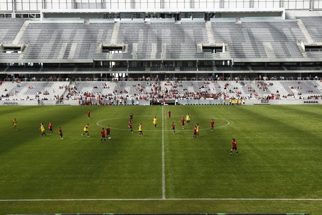 Atividade para criança no aniversário do Atlético. | Jonathan Campos/Gazeta do Povo
