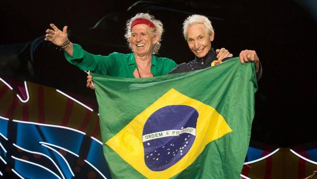 Keith Richards e Charlie Watts na turnê brasileira | Facebook/Divulgação