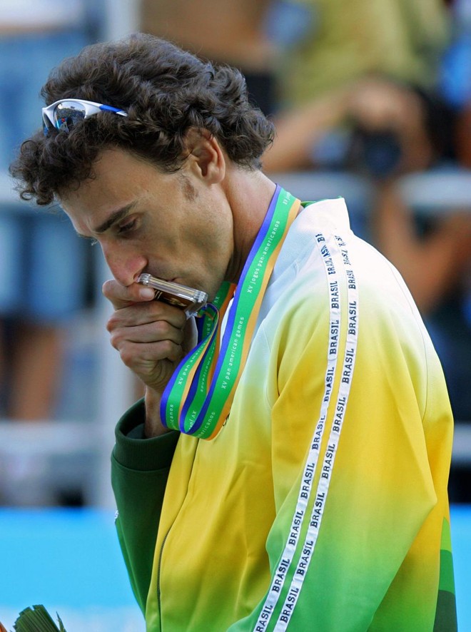 Emanuel comemora o ouro nos Jogos Pan-Americanos Rio-2007. | es/ii/EVARISTO SA