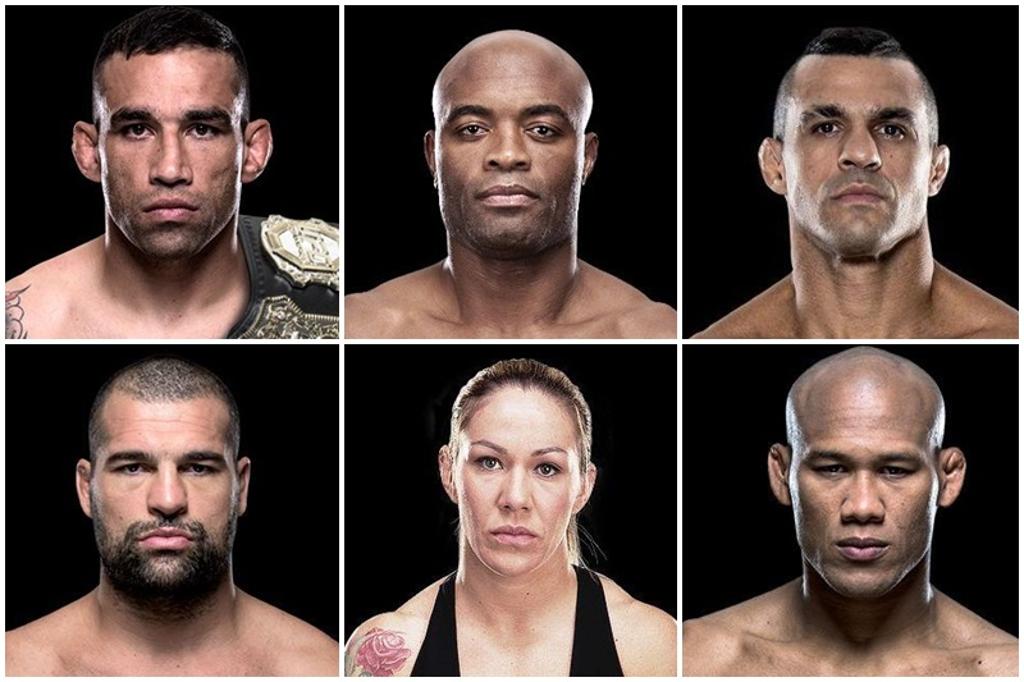 Werdum, Anderson Silva, Vitor Belfort, Shogun, Cyborg e Jacaré: protagonistas do UFC 198. | Divulgação/UFC