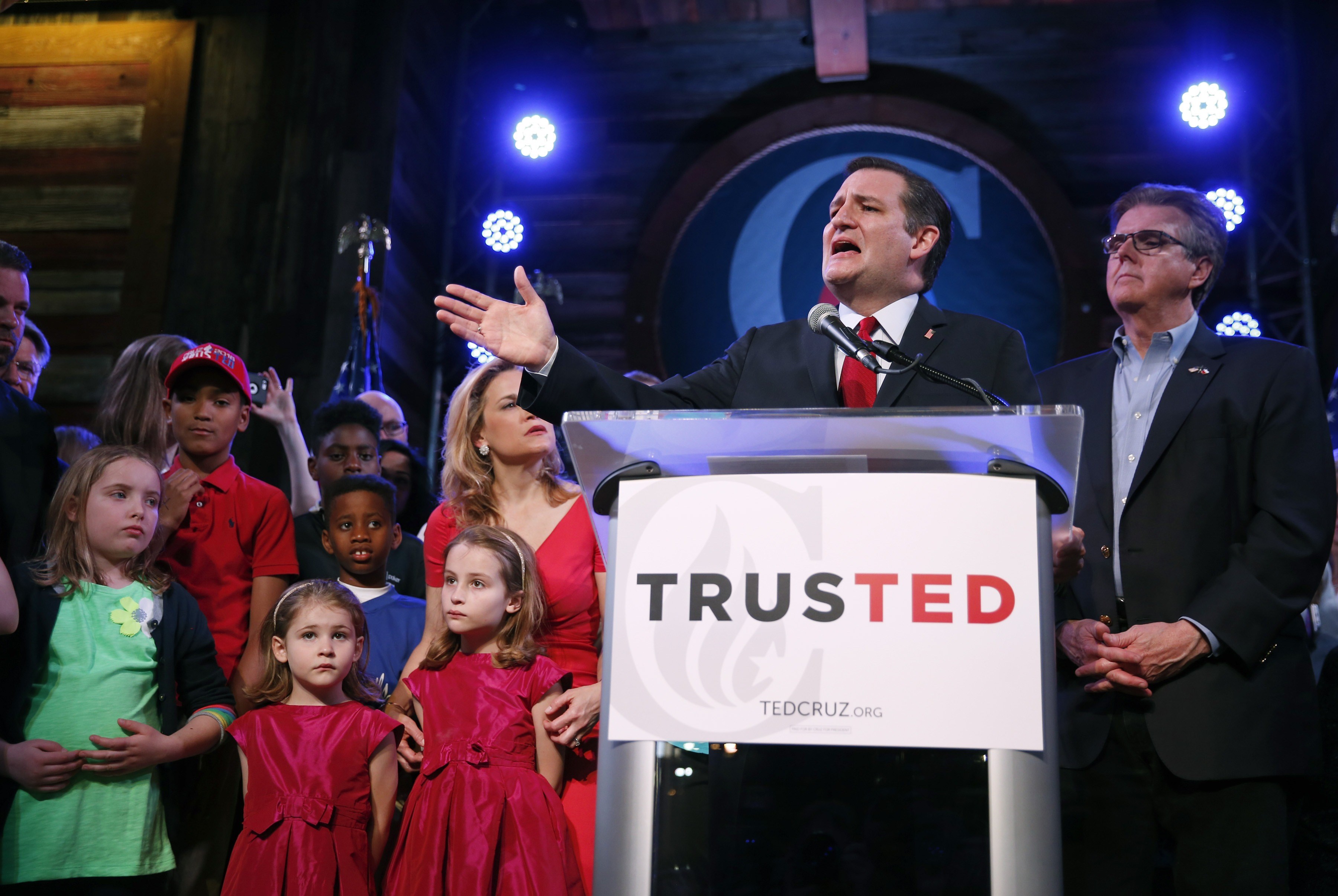 Ted Cruz fala no Texas após sua vitória nas primárias do estado | ERICH SCHLEGEL/AFP