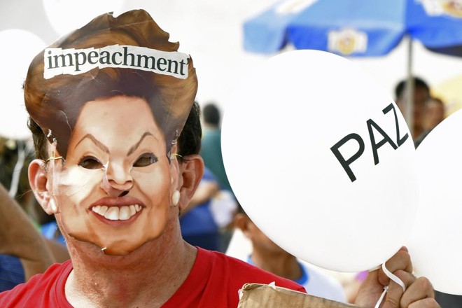 Manifestantes pedem cadeia para Lula e fora Dilma em Brasília. | EVARISTO SA/AFP