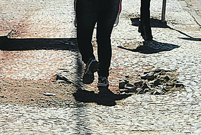 Vale mostrar qualquer “cilada”: de lixo ou poste no meio do caminho a calçada em desnível e buracos. | Aniele Nascimento/Gazeta do Povo