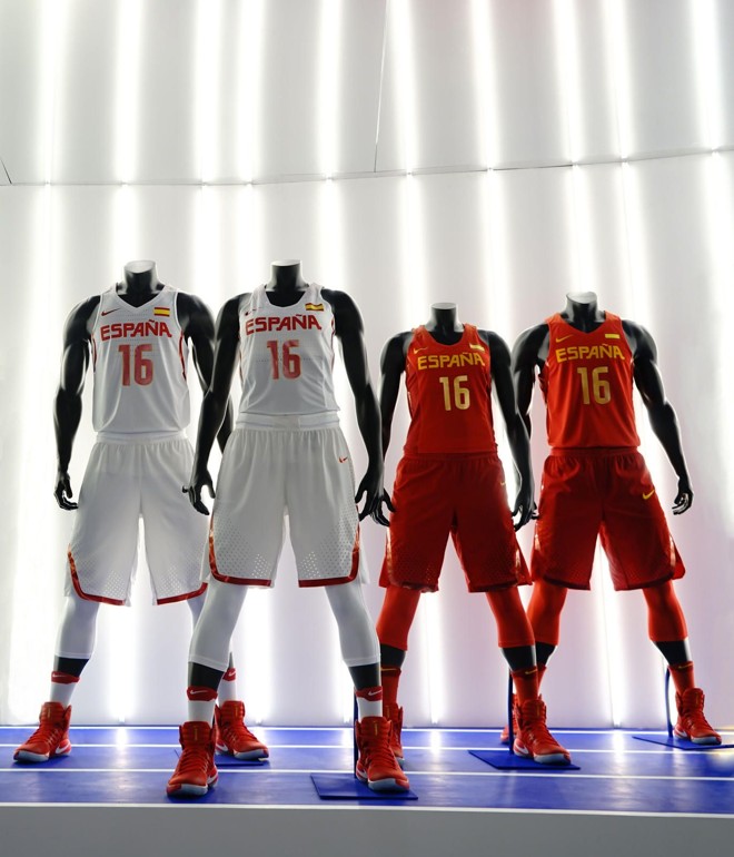 Uniformes da equipe de basquete da Espanha para a Rio-2016. | Nike