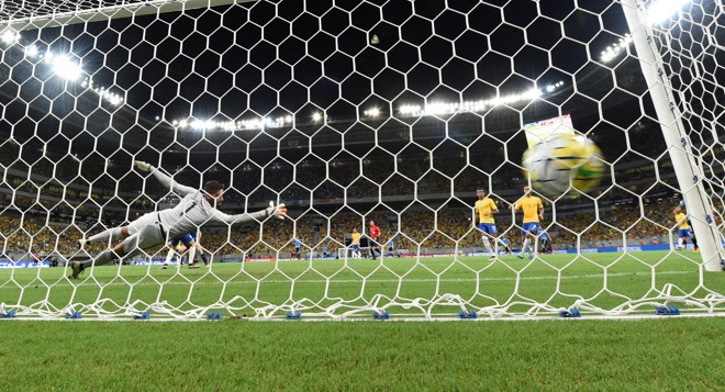 Gol de Cavani para o Uruguai contra o Brasil. | VANDERLEI ALMEIDA/AFP