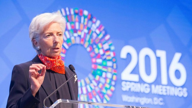 A diretora do FMI, Christine Lagarde: Fundo prevê piora para economia brasileira. | STEPHEN JAFFE/AFP