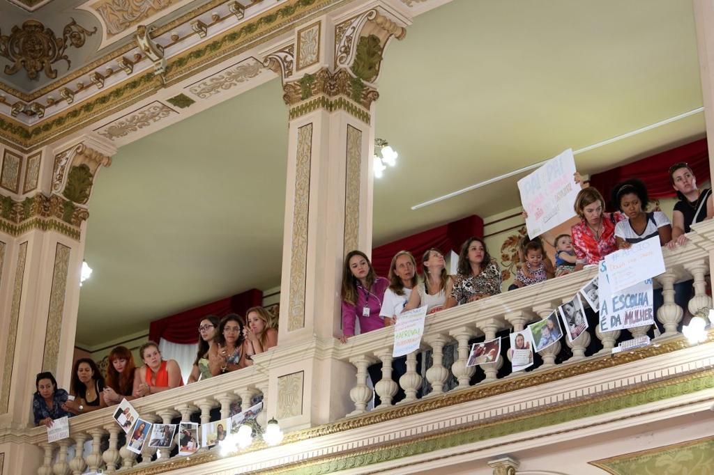 Manifestantes marcaram presença na Câmara durante a votação do  projeto que permite a presença de doulas no parto | Divulgação/Câmara dos Vereadores de Curitiba