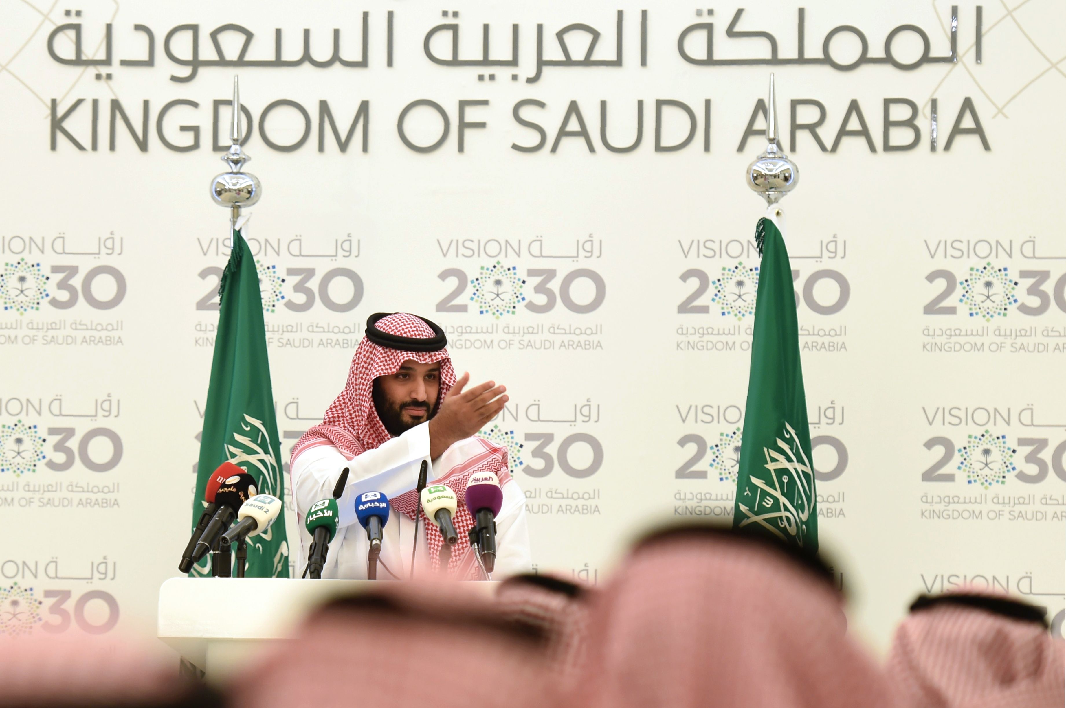 Mohamed ben Salman em conferência de imprensa: filho do rei é figura-chave pos trás do lançamento de plano de reforma da economia do país | FAYEZ NURELDINE/AFP