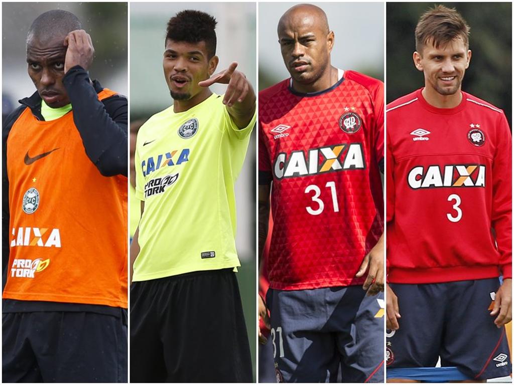 Luccas Claro e Juninho, do Coritiba; e Thiago Heleno e Paulo André, do Atlético: defesas sólidas com perfis diferentes. | /Gazeta do Povo