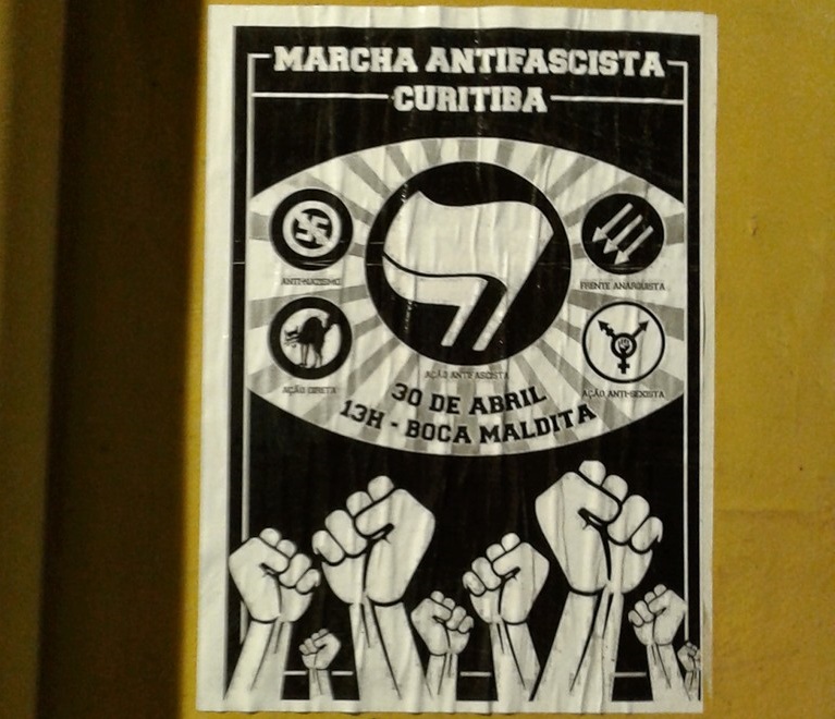 Lambe-lambe criado pela organização da marcha antifascista para divulgar o protesto em Curitiba | Reprodução/Facebook Gulabi Antifa