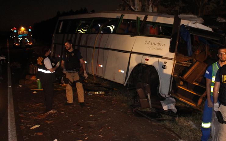 Motorista atingido por tiro perdeu o controle do ônibus e bateu em uma árvore | Ruderson Ricardo/Gazeta do Povo