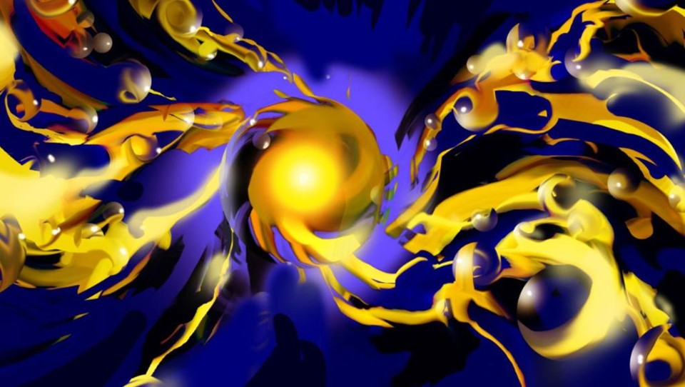 Desenho artístico que representa o motor de nanoescala construído pelos pesquisadores da Universidade de Cmabridge | Yi Ju/University of Cambridge