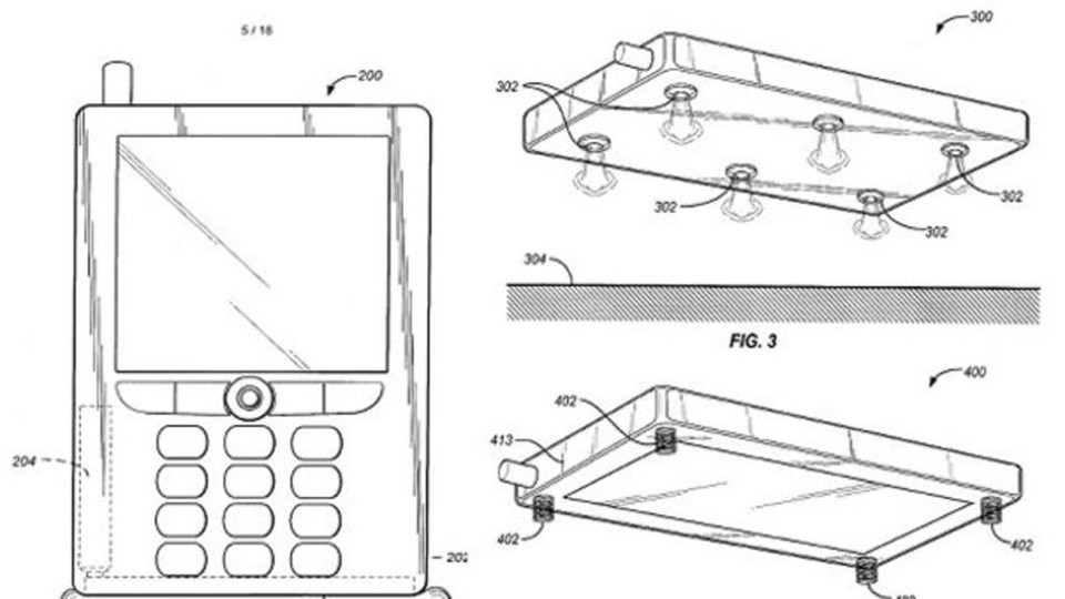 A ideia da Amazon é criar um sistema para proteger o celular nas quedas. No caso, um airbag | /Reprodução (registro da patente)