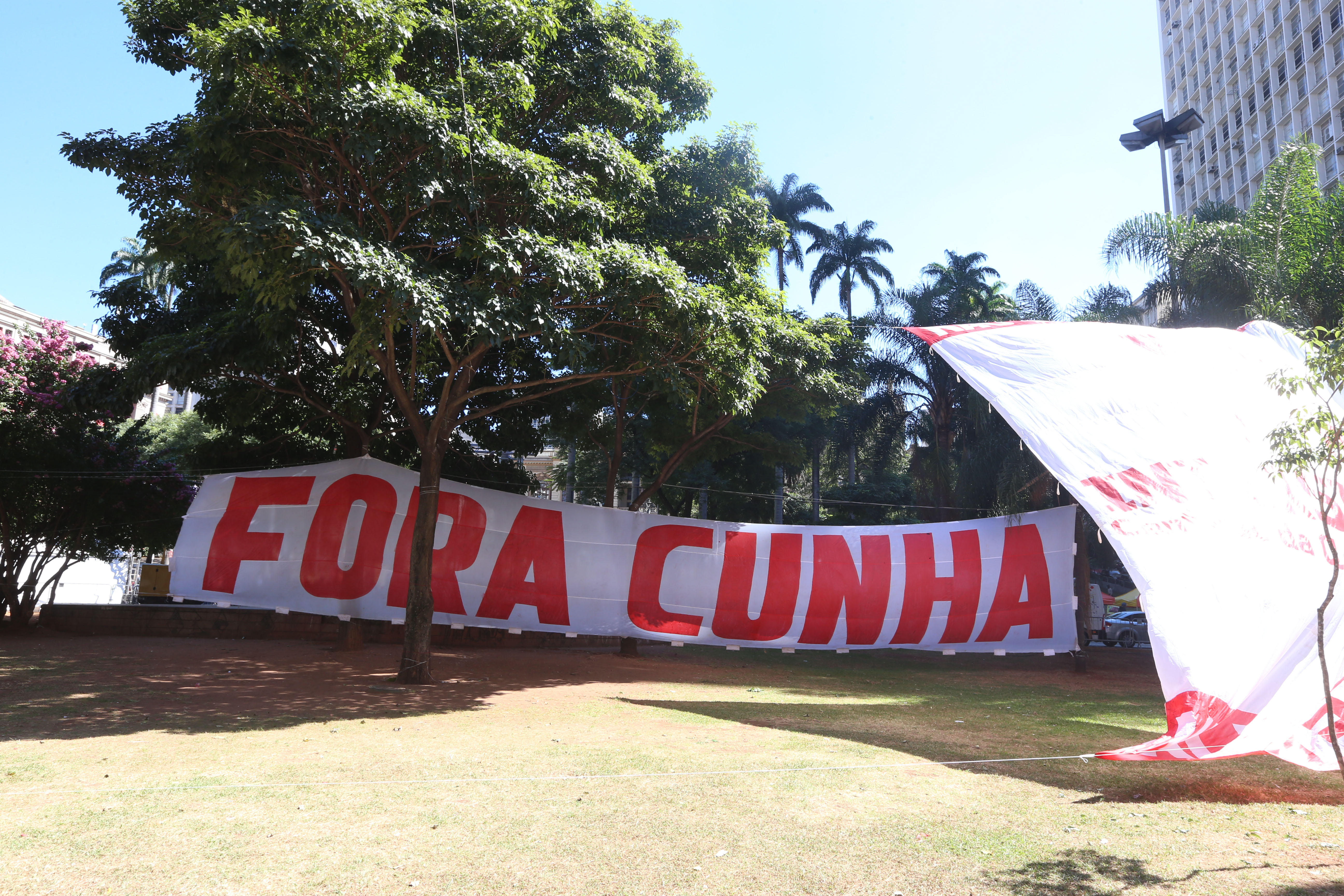 Evento da CUT protestou também contra o presidente da Câmara Eduardo Cunha. | Paulo Pinto / Agência PT